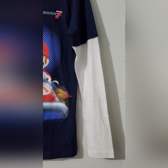 Nintendo Mario Kart 7 boys Layered look long sleeves Graphic Tee.  Like New - Picture 7 of 8